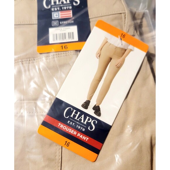 Chaps EST 1978 Women's Size 16 Straight Leg Pant Trousers Stretch Cotton Khaki - Picture 9 of 9